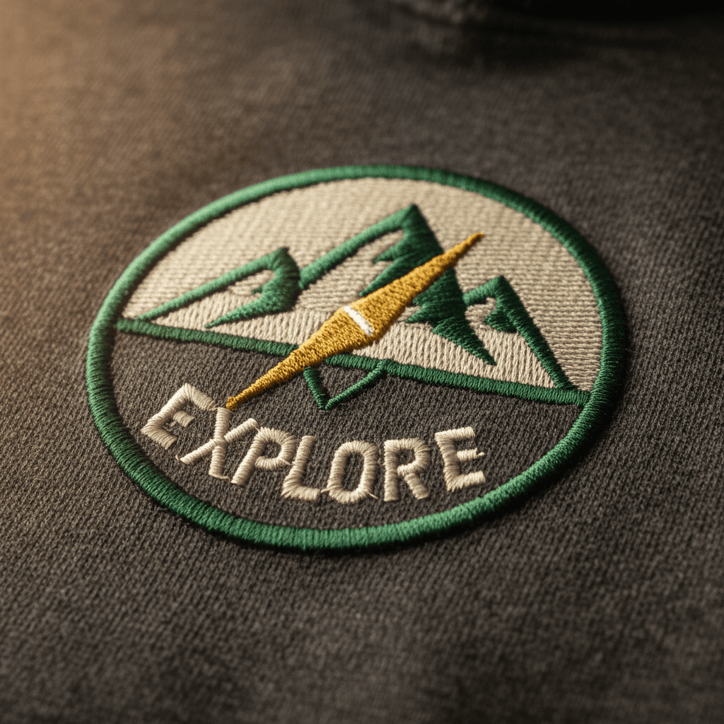 Close-up of the interior patch on a backpack